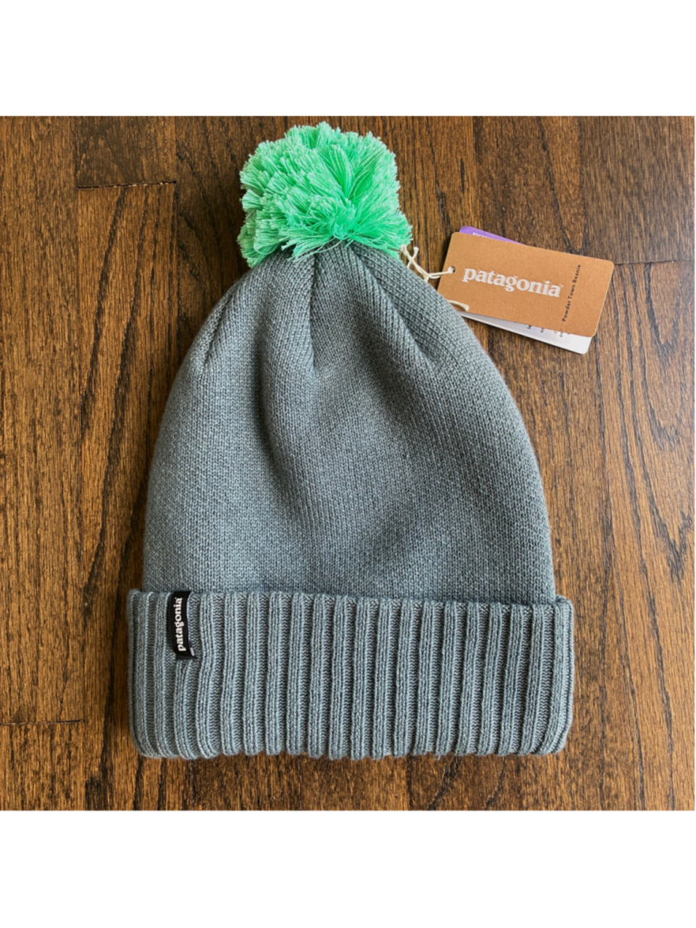 PATAGONIA Powder Town Pom Beanie Plume Grey Outdoorsy Winter Hat Snow OSFA NEW